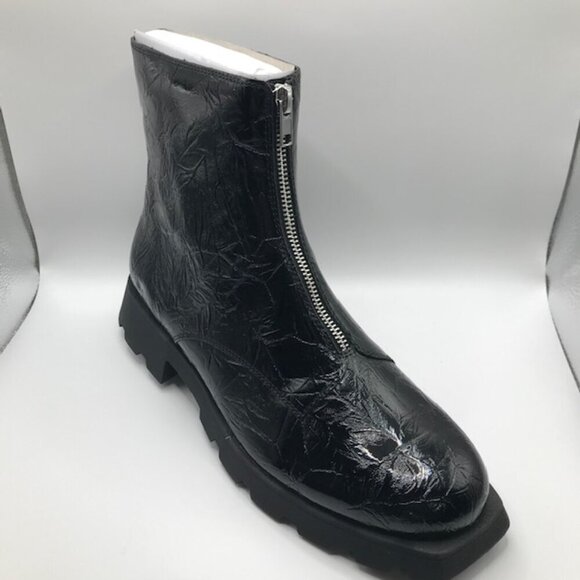 NWT Katy Perry  Black Patent "The Daarling" Zip Front Ankle Combat Boot Size 11M - Picture 2 of 11